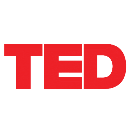 Bold red letters spelling TED are displayed on a light grey background.