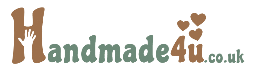The Handmade4u.co.uk logo features a stylised "H" incorporating a hand shape and three hearts positioned above the number "4".