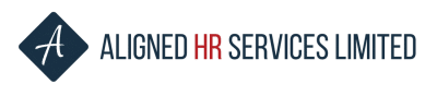 A logo featuring a stylised A alongside the words Aligned HR Services Limited, with HR in red and the remaining text in dark blue.