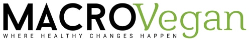 The MACROVegan logo features bold black and green lettering with the tagline Where Healthy Changes Happen displayed underneath.